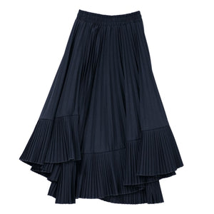 Women's elegant Retro Solid color High-waisted pleated irregular women fashion skirts 2020