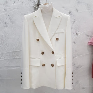 Women's suit jacket autumn Korean version of the self-cultivation double-breasted long section small suit fashion women's jacket