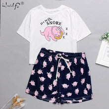 Load image into Gallery viewer, Womens Homewear Cute Cartoon Printed Pajamas Set Casual Short Sleeve T-Shirt Sleepwear Nightwear Set Summer Pyjama For Women Set