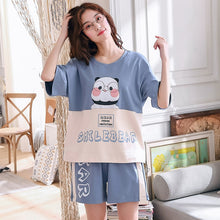 Load image into Gallery viewer, Womens Homewear Cute Cartoon Printed Pajamas Set Casual Short Sleeve T-Shirt Sleepwear Nightwear Set Summer Pyjama For Women Set