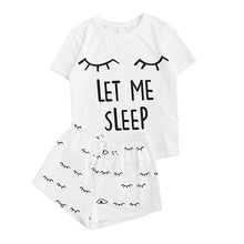 Load image into Gallery viewer, Womens Homewear Cute Cartoon Printed Pajamas Set Casual Short Sleeve T-Shirt Sleepwear Nightwear Set Summer Pyjama For Women Set