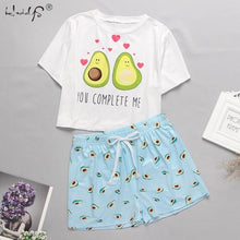 Load image into Gallery viewer, Womens Homewear Cute Cartoon Printed Pajamas Set Casual Short Sleeve T-Shirt Sleepwear Nightwear Set Summer Pyjama For Women Set