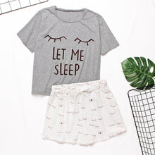 Load image into Gallery viewer, Womens Homewear Cute Cartoon Printed Pajamas Set Casual Short Sleeve T-Shirt Sleepwear Nightwear Set Summer Pyjama For Women Set