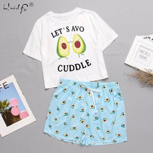 Load image into Gallery viewer, Womens Homewear Cute Cartoon Printed Pajamas Set Casual Short Sleeve T-Shirt Sleepwear Nightwear Set Summer Pyjama For Women Set
