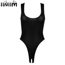 Load image into Gallery viewer, Womens Hot Lingerie Bodystocking Sleeveless High Cut Thong Leotard Bodysuit Open Crotch Sissy Crotchless Sexy Catsuit Underwear