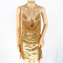Load image into Gallery viewer, Womens Sexy Dresses Party Night Club Dress Metal Diamond Chain Sling Clothing Gold Silver Super Sexy Dress