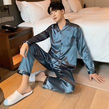 Load image into Gallery viewer, Womens Silk Satin Pajamas Pyjamas Set Sleepwear Pijama Couple Pajamas Suit Female Sleep Two Piece Set Men Loungewear Plus Size