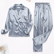 Load image into Gallery viewer, Womens Silk Satin Pajamas Pyjamas Set Sleepwear Pijama Couple Pajamas Suit Female Sleep Two Piece Set Men Loungewear Plus Size