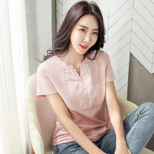Load image into Gallery viewer, Womens Tops and Blouses Tees Feminine  Womens Clothing Cotton White Shirt Plus Size V-neck Ladies Slim Plus Size 3XL 8588 50