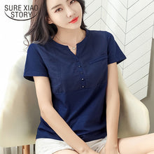 Load image into Gallery viewer, Womens Tops and Blouses Tees Feminine  Womens Clothing Cotton White Shirt Plus Size V-neck Ladies Slim Plus Size 3XL 8588 50