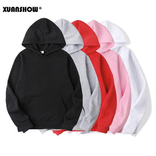 XUANSHO Fashion Women's Hoodies 2020 Spring Autumn FeMale Casual Hoodies Sweatshirts Women Solid Color Hoodies Sweatshirt Tops
