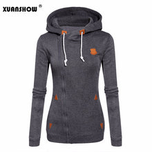 Load image into Gallery viewer, XUANSHOW 2019 Women Fashion Fleeces Sweatshirts Hooded Candy Colors Solid Sweatshirt Long Sleeve Zip Up Clothing Sudaderas Mujer