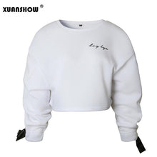 Load image into Gallery viewer, XUANSHOW Women&#39;s Sweatshirt 2018 Fashion Spring Autumn Women Bowknot Pink White Female Crop Tops Casual Short Women Clothes