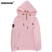 Load image into Gallery viewer, XUANSHOW Womens Fashion Fleeces Hoodies Ladies Sweatshirts Casual Tracksuits Solid Long Sleeve Zip Up Clothing Plus Size S-5XL