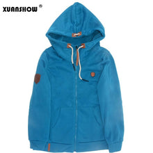 Load image into Gallery viewer, XUANSHOW Womens Fashion Fleeces Hoodies Ladies Sweatshirts Casual Tracksuits Solid Long Sleeve Zip Up Clothing Plus Size S-5XL