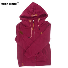 Load image into Gallery viewer, XUANSHOW Womens Fashion Fleeces Hoodies Ladies Sweatshirts Casual Tracksuits Solid Long Sleeve Zip Up Clothing Plus Size S-5XL