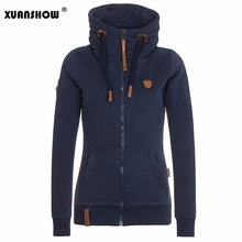 Load image into Gallery viewer, XUANSHOW Womens Fashion Fleeces Hoodies Ladies Sweatshirts Casual Tracksuits Solid Long Sleeve Zip Up Clothing Plus Size S-5XL