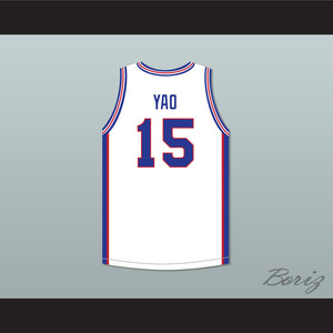 Yao Ming 15 Shanghai Sharks White Basketball Jersey with CBA Patch