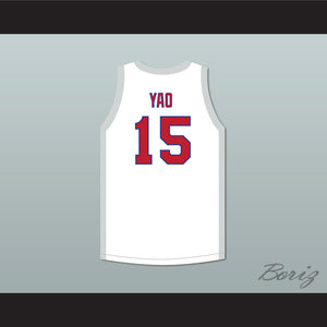 Yao Ming 15 Shanghai Sharks Alternate White Basketball Jersey with CBA Patch