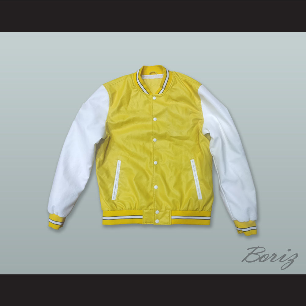 Yellow and White Lab Leather Varsity Letterman Jacket 2