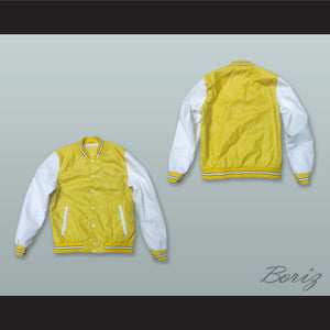 Yellow and White Lab Leather Varsity Letterman Jacket 2