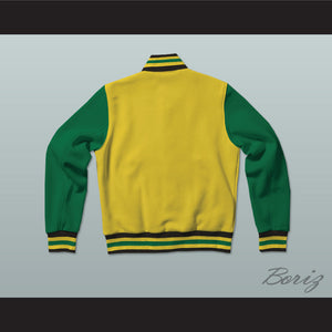 Yellow, Green and Black Varsity Letterman Jacket-Style Sweatshirt
