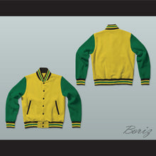Load image into Gallery viewer, Yellow, Green and Black Varsity Letterman Jacket-Style Sweatshirt