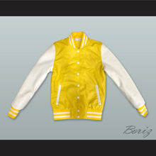 Load image into Gallery viewer, Yellow and White Lab Leather Varsity Letterman Jacket 1