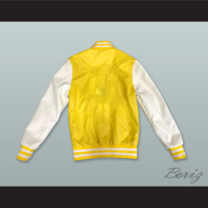 Yellow and White Lab Leather Varsity Letterman Jacket 1