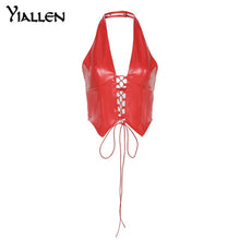 Load image into Gallery viewer, Yiallen Hollow Out Bandage Hipster Straight Trousers Women 2021 Faux PU Leather Solid Fashion Street Style Pants Female Hot