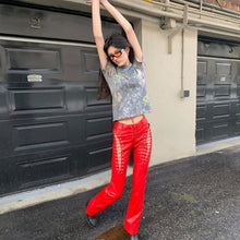 Load image into Gallery viewer, Yiallen Hollow Out Bandage Hipster Straight Trousers Women 2021 Faux PU Leather Solid Fashion Street Style Pants Female Hot