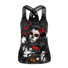 Load image into Gallery viewer, [You&#39;re My Secret] 2019 Summer Skull Girl Digital Print Women&#39;s Tank Tops Fantastic Gothic Style Sling Top Sexy Backless Vest