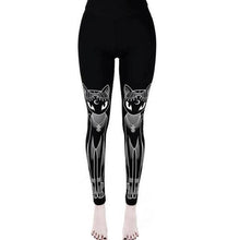 Load image into Gallery viewer, [You're My Secret] Gothic Leggings For Women Ouija Workout Pants Dark Rose Black Cat Printing Skull Leggins Devil Satan Legins