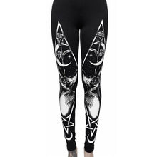 Load image into Gallery viewer, [You're My Secret] Gothic Leggings For Women Ouija Workout Pants Dark Rose Black Cat Printing Skull Leggins Devil Satan Legins