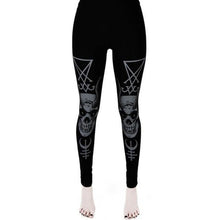 Load image into Gallery viewer, [You're My Secret] Gothic Leggings For Women Ouija Workout Pants Dark Rose Black Cat Printing Skull Leggins Devil Satan Legins