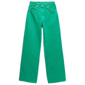 ZA 2021 spring new women's wear European and American style multi-color high waist slimming straight color women's jeans