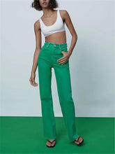 Load image into Gallery viewer, ZA 2021 spring new women&#39;s wear European and American style multi-color high waist slimming straight color women&#39;s jeans