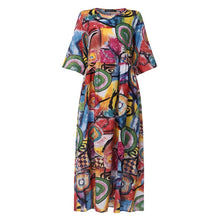 Load image into Gallery viewer, ZANZEA 2020 Fashion Printed Maxi Dress Womens Summer Sundress Vintage 3/4 Sleeve Long Vestidos Female Casual Party Robe Femme