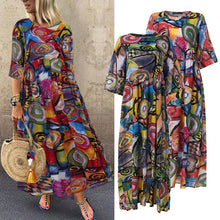 Load image into Gallery viewer, ZANZEA 2020 Fashion Printed Maxi Dress Womens Summer Sundress Vintage 3/4 Sleeve Long Vestidos Female Casual Party Robe Femme