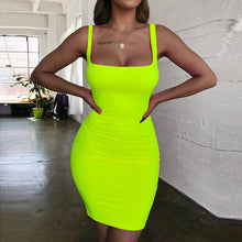 Load image into Gallery viewer, ZSIIBO Off Shoulder Mini Bodycon Summer Dress Women Backless Club Party Sexy Wrap Neon Dress Plus Size Vestidos drop shipping 2