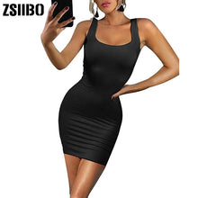 Load image into Gallery viewer, ZSIIBO Women&#39;s Sexy Bodycon Tank Dress Sleeveless Basic Midi Club Dresses