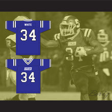 Load image into Gallery viewer, Zamir White 34 Scotland High School Fighting Scots Blue Football Jersey 2