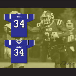 Zamir White 34 Scotland High School Fighting Scots Blue Football Jersey 2