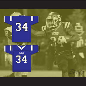 Zamir White 34 Scotland High School Fighting Scots Blue Football Jersey 1