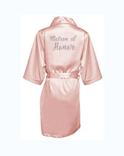 Load image into Gallery viewer, dark pink robe silver letter kimono personalised satin pajamas wedding robe bridesmaid sister mother of the bride robes
