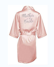 Load image into Gallery viewer, dark pink robe silver letter kimono personalised satin pajamas wedding robe bridesmaid sister mother of the bride robes
