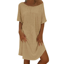 Load image into Gallery viewer, feitong Four colors!! S-4XL New Arrival Women O Neck Casual Solid  Above Knee Dress  Sleeve Loose Party  Mini Dress Vestido @17