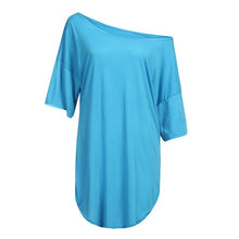 Load image into Gallery viewer, feitong Four colors!! S-4XL New Arrival Women O Neck Casual Solid  Above Knee Dress  Sleeve Loose Party  Mini Dress Vestido @17