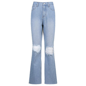 flare Pants Female Women's Jeans Large Size Boyfriend Jeans Women Jeans Pants High Waist Mom Ripped Jeans 2021 Stright Trousers