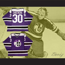 Load image into Gallery viewer, Gerry Cheevers 20 WHA Cleveland Crusaders Purple Hockey Jersey